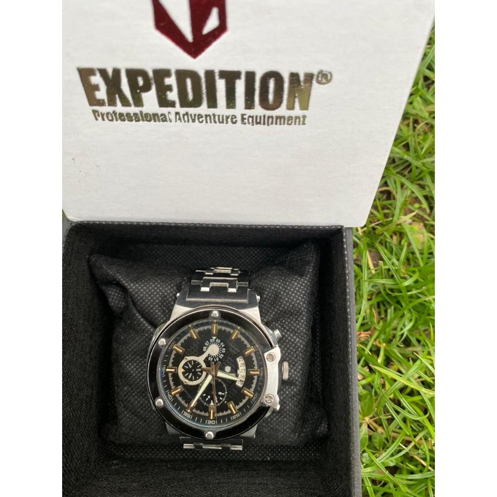 Jam Tangan Expedition Pria E 6365 M Chronograph Stainless Silver Cowok
