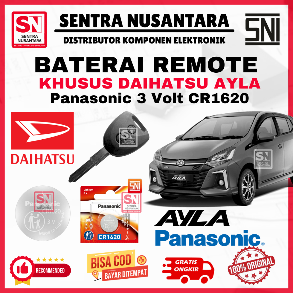 BATERAI REMOTE DAIHATSU AYLA ORIGINAL PANASONIC CR1620 | BATTERY REMOTE AYLA DAIHATSU KUALITAS BAGUS