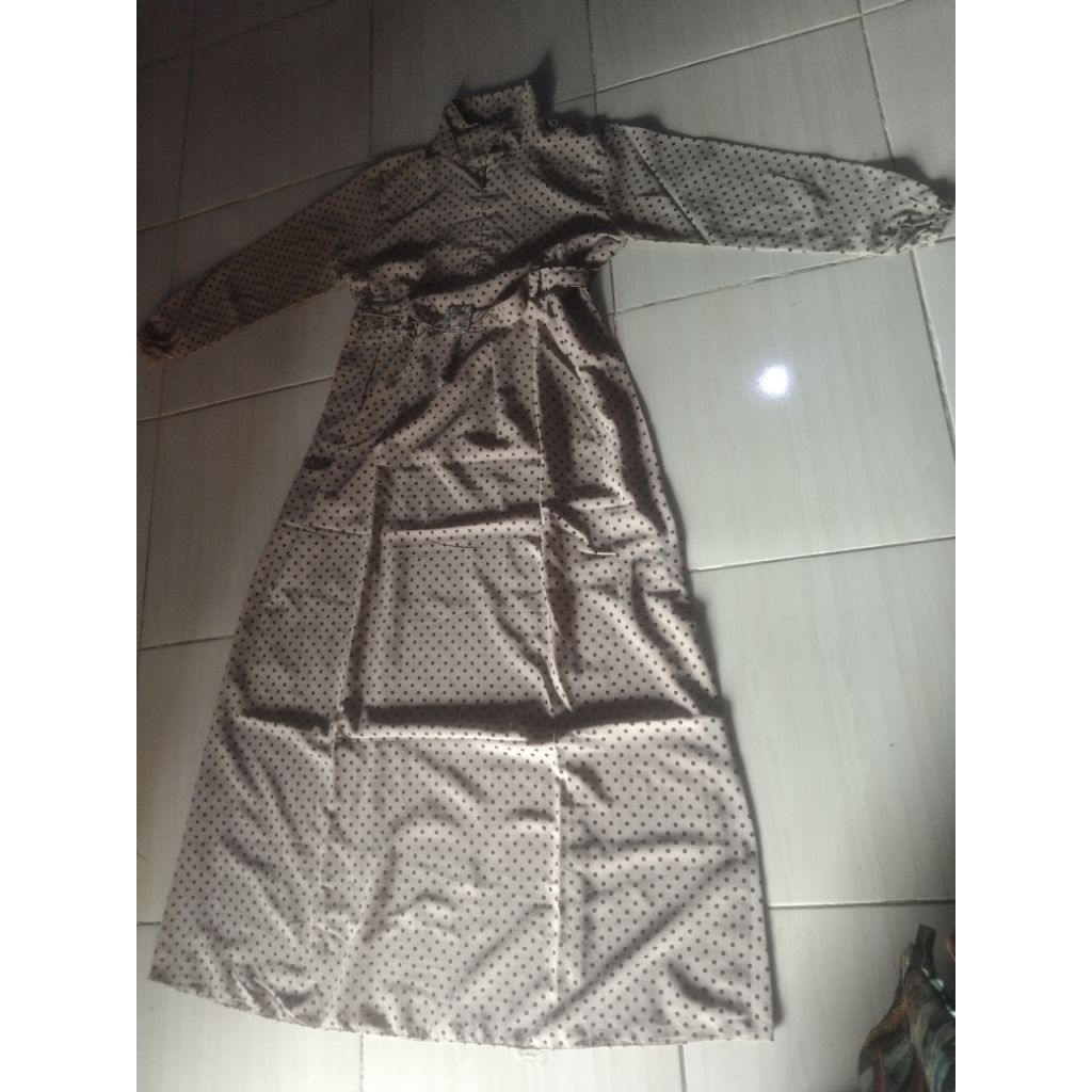 gamis polkadot tangan karet preloved