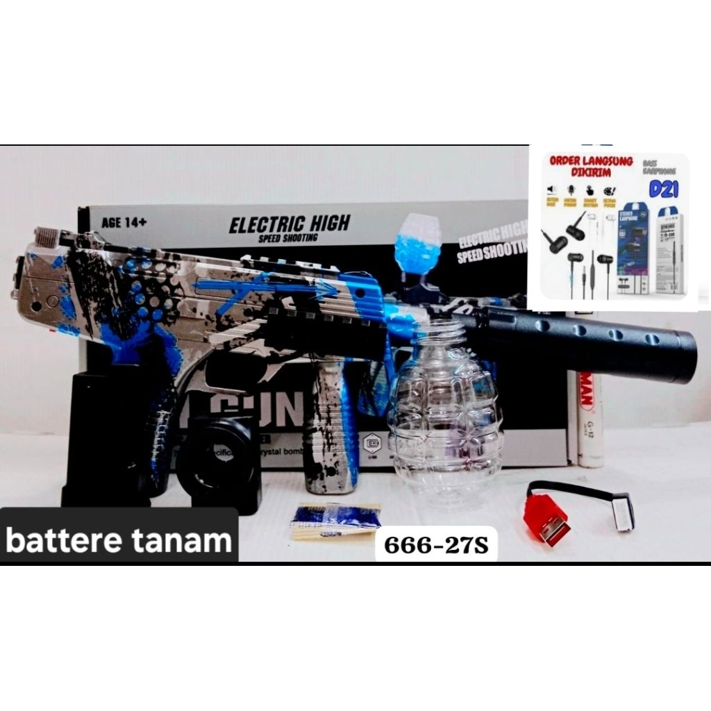 Mainan Water gun jelly Baterai tanam / bonus hendset super bass