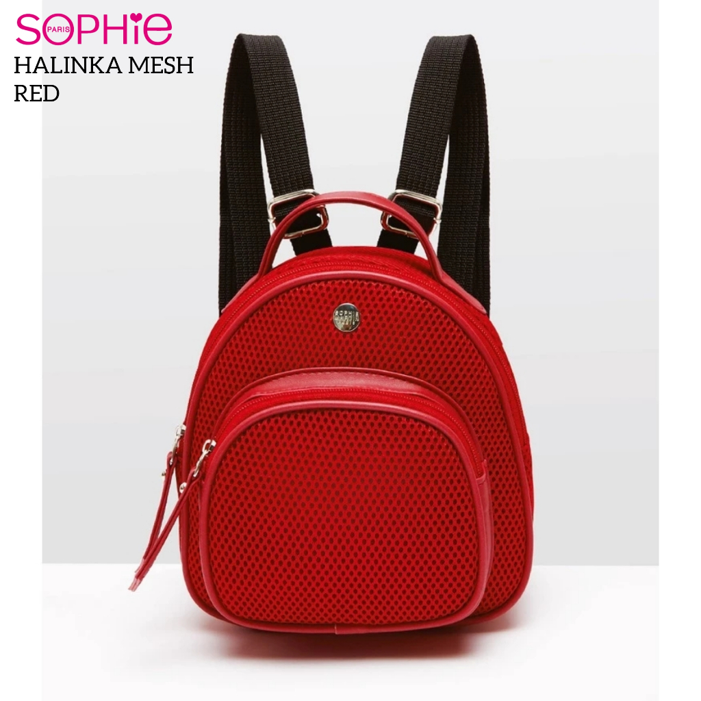 HALINKA MESH RED SOPHIE MARTIN PARIS TAS RANSEL PUNGGUNG MERAH NAVY WANITA