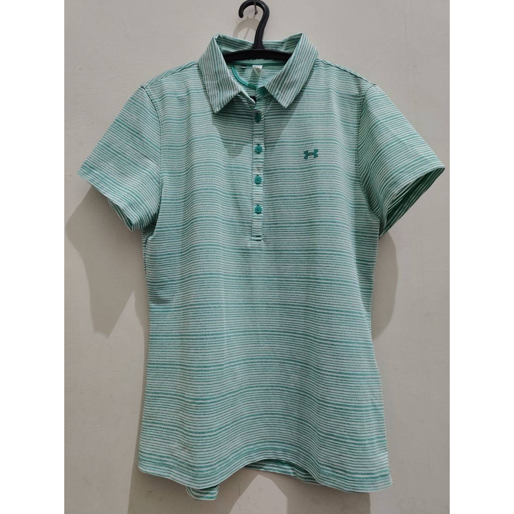 Under Armour HEAT GEAR GREEN Ladies Zinger SS Novelty Polo   / KAOS OLAHRAGA GOLF WANITA/ KAOS POLO 