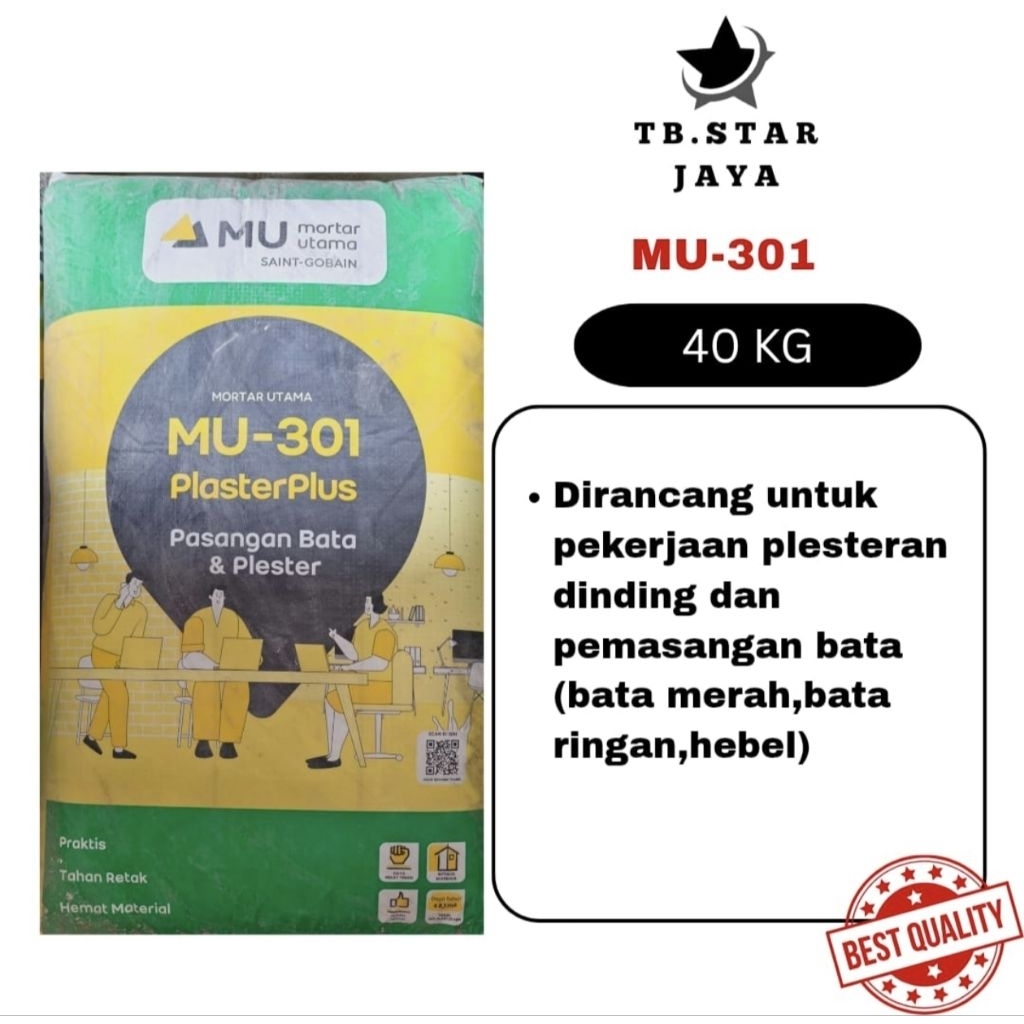 MU 301 / Mu 301 semen Pleseteran dan Pemasangan Bata Marah / MU 301 / 40 Kg