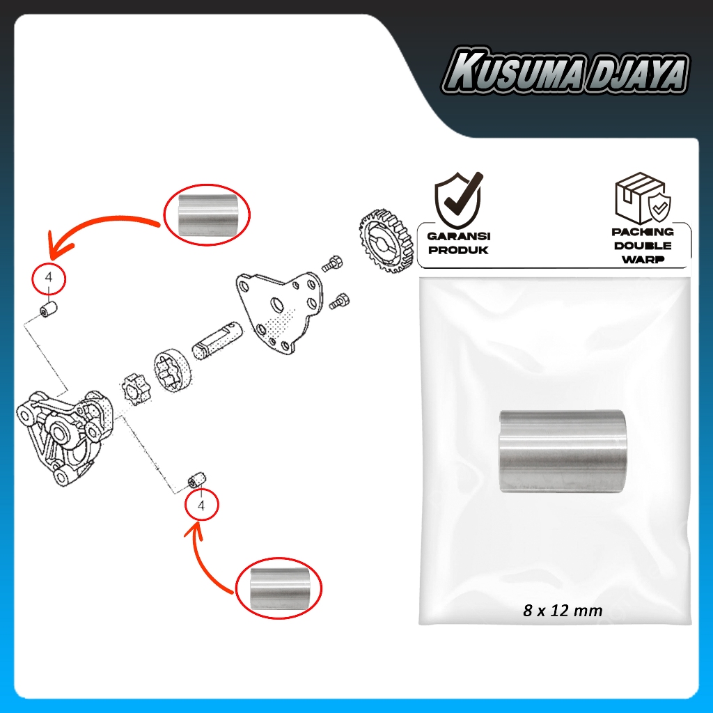 PIN DOWEL BOSH POMPA OLI CBR SUPRA GTR SONIC 150 SATUAN 8X12MM