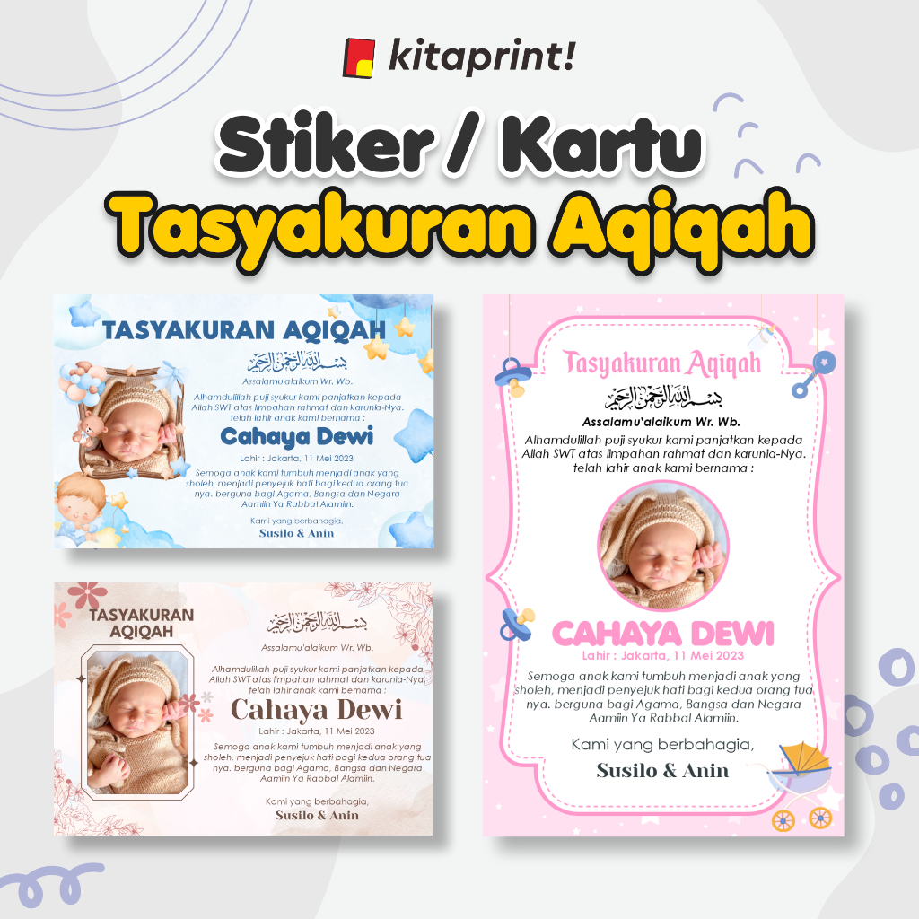 Stiker Aqiqah Anak / Kartu Tasyakuran Aqiqah / Kartu Ucapan Aqiqah