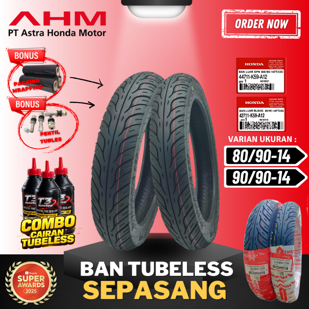 [SEPASANG MURAH] BAN AHM FEDERAL K59 ( 80/90-14 & 90/90-14 ) 42711-K59-A12  / 44711-K59-A12 BAN TUBE
