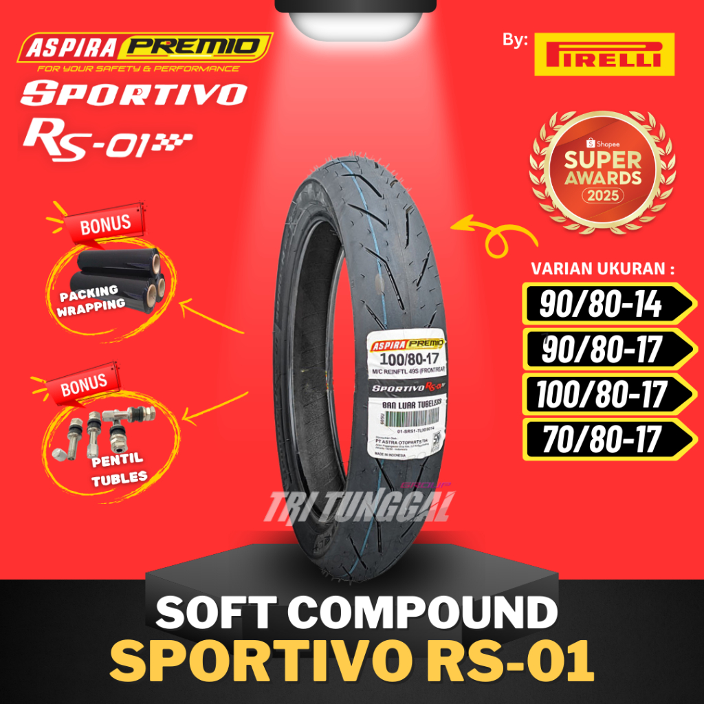 [READY COD] BAN ASPIRA PREMIO SPORTIVO RS01 TUBELESS SOFT COMPOUND RING 17 RING 14 / BAN BALAP SOFT 