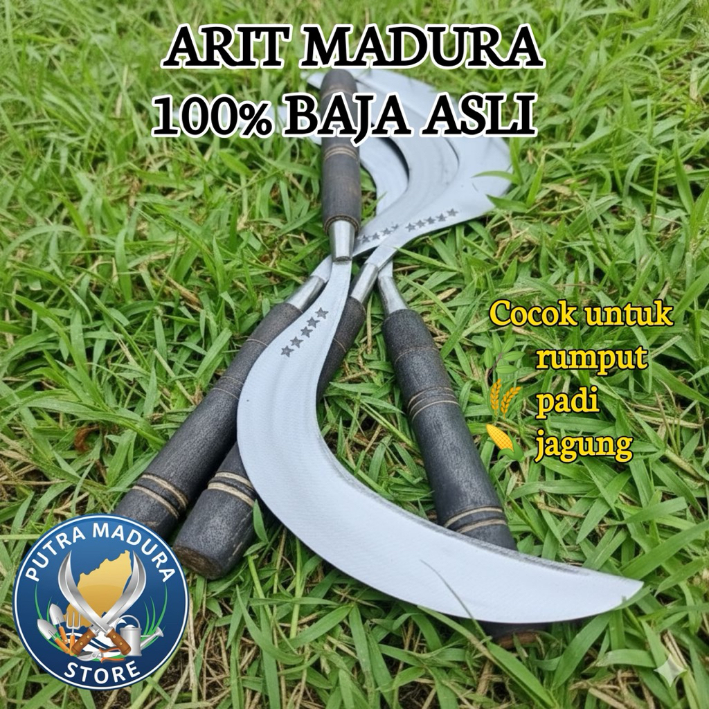 Peralatan Berkebun Terlaris Arit Madura 100% Baja Asli Pertanian