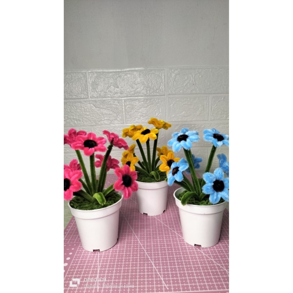 Bunga Goyang Kawat Bulu Bunga Pot Bunga meja Bunga Hias Meja Tamu