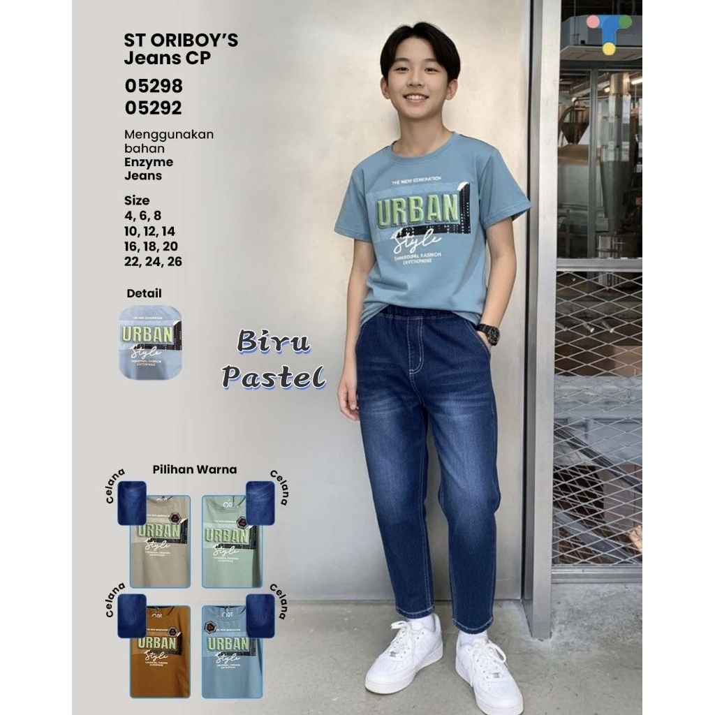 [2-15t] SETELAN BAJU ANAK LAKI LAKI CELANA PANJANG JEANS ORIBOYS 2 3 4 5 6 7 8 9 10 11 12 13 14 15 T