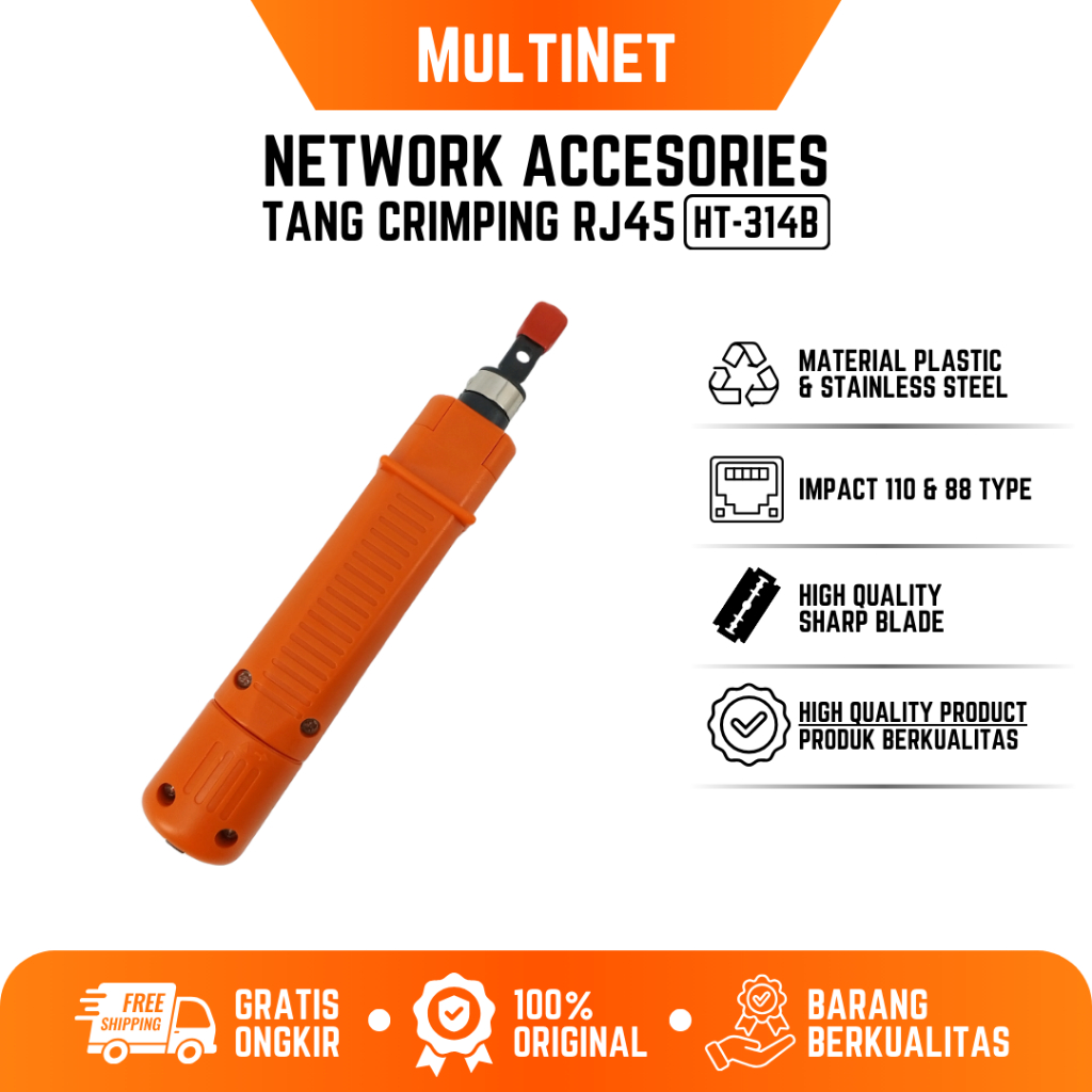 Punch Down Tool Cable RJ45 HT-314B Net Aksesoris Tang Punch Down Tool Alat Pasang Kabel ke Patch Pan