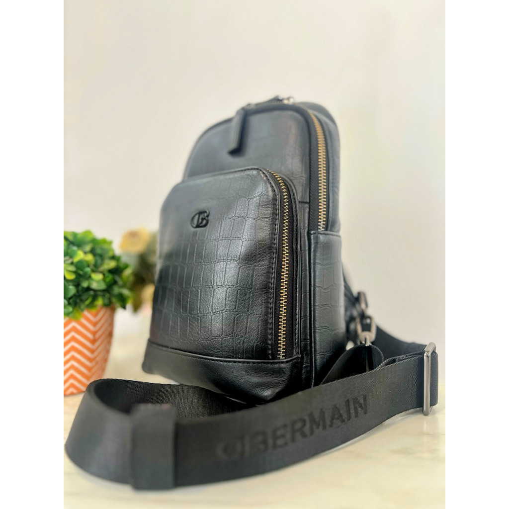 [Pre-loved] [Nego] OBERMAIN Tas Slempang Pria Warna Hitam (OBERMAIN Men’s Black Sling Bag)