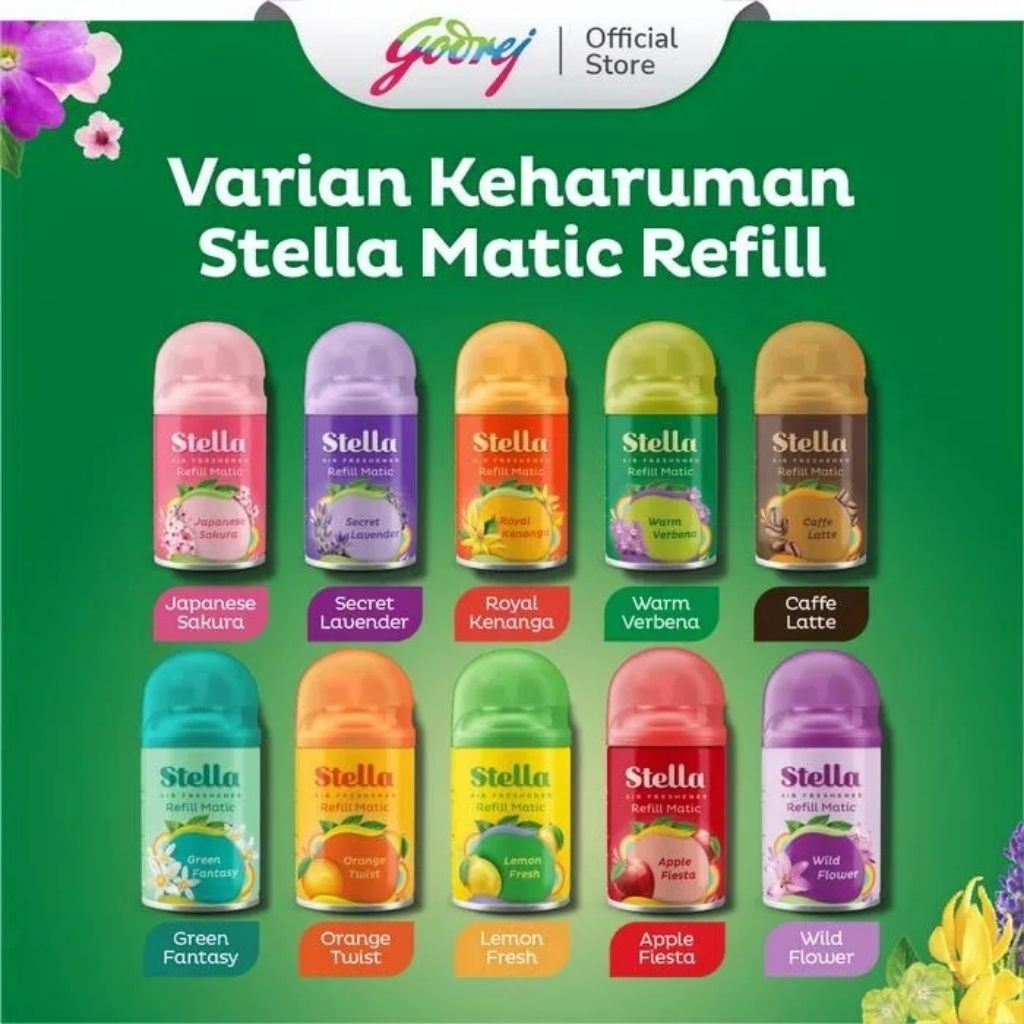 Stella Matic Refill 160ml Pewangi Ruangan Pengharum Rumah Otomatis Air Freshener Lavender Sakura Caf