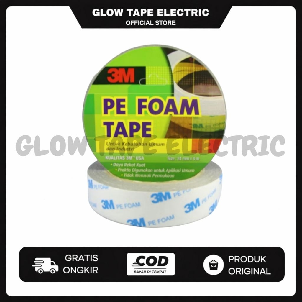 3M 1600 T Double Tape PE Foam tebal: 1.0mm, size 24 mm x 4m