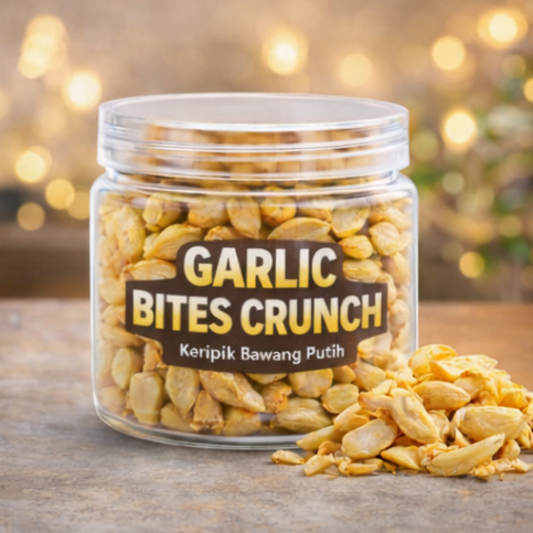 Garlic Bites Crunch Keripik Bawang Putih Snack Premium Cemilan Sehat
