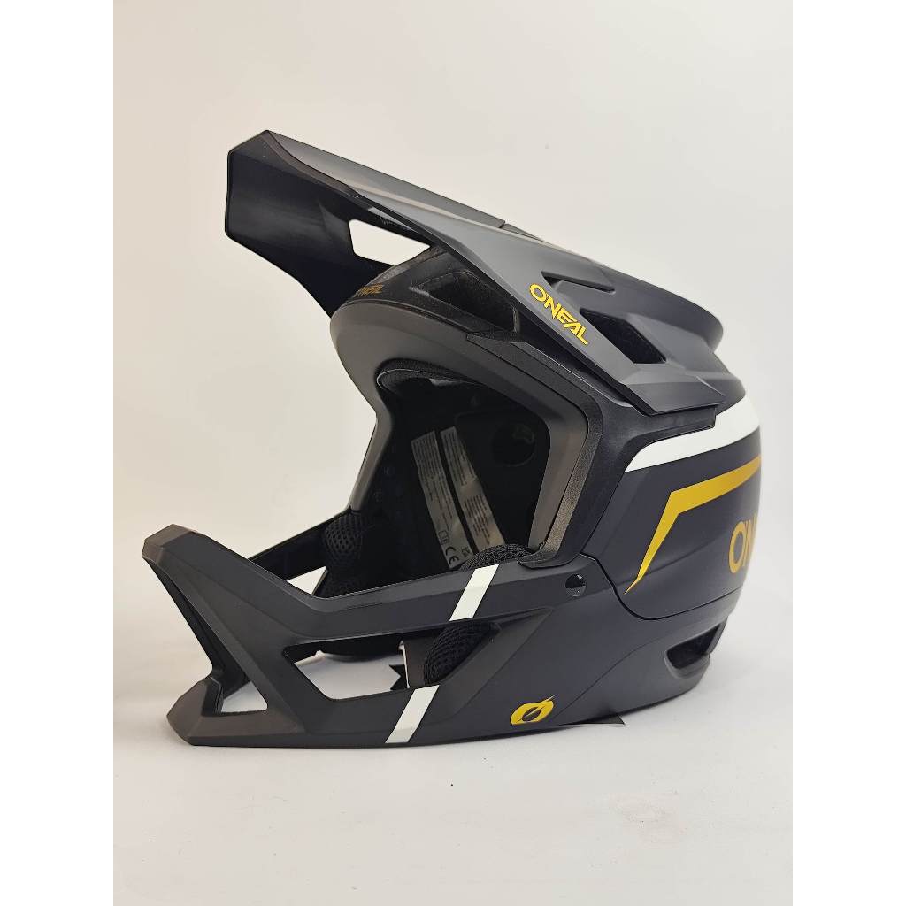 Helm Downhill Oneal Transition MTB Full Face Black White Gold