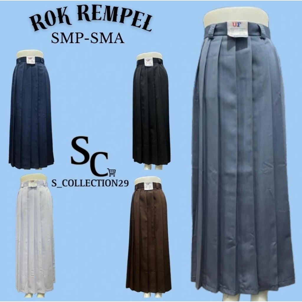 ROK PANJANG REMPEL ATAS SEKOLAH SMP,SMA,SMK / ROK REMPEL SERAGAM SEKOLAH SMP MTs SMA SMK / ROK PANJA