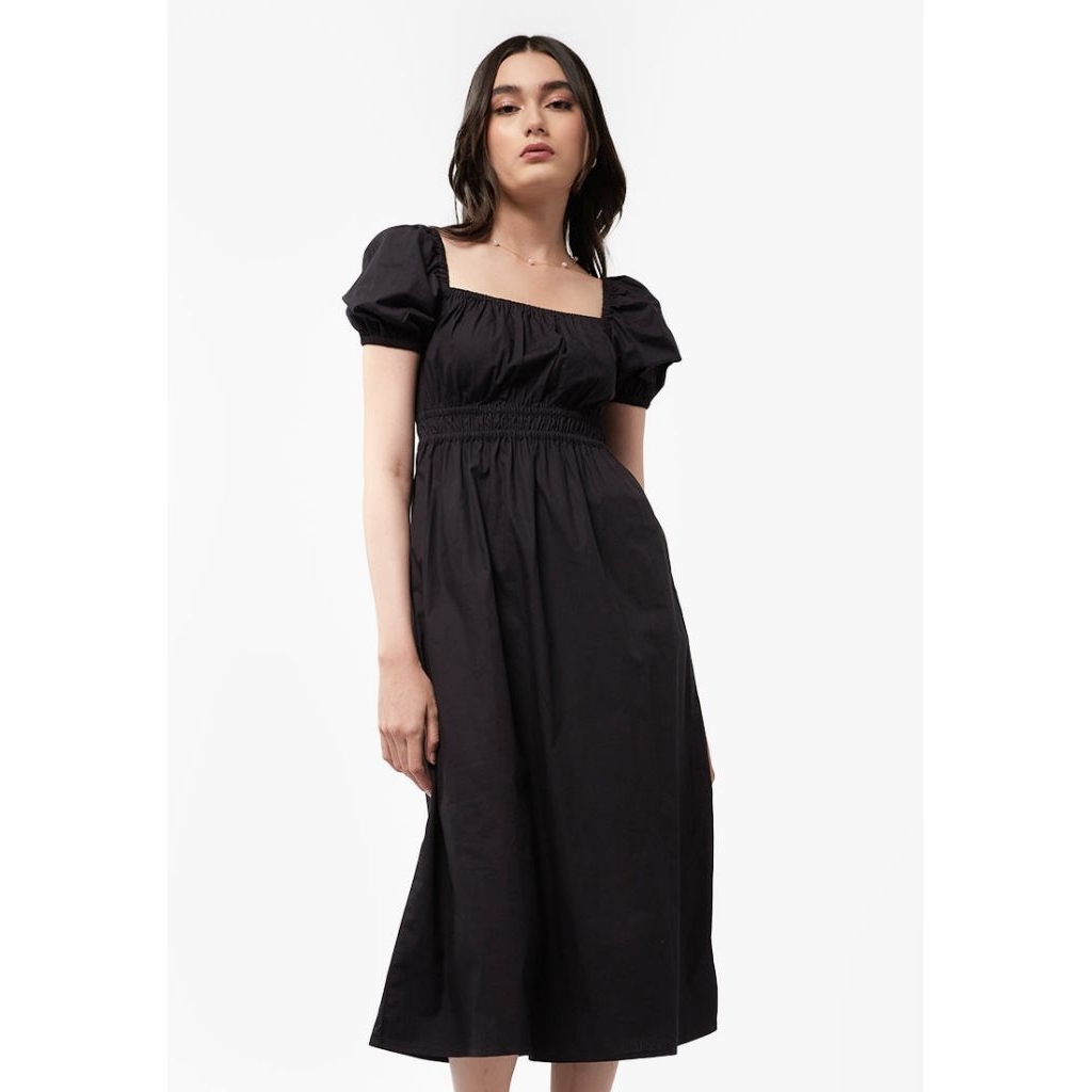 Colorbox Puff Sleeve Square Neck Midi Dress M
