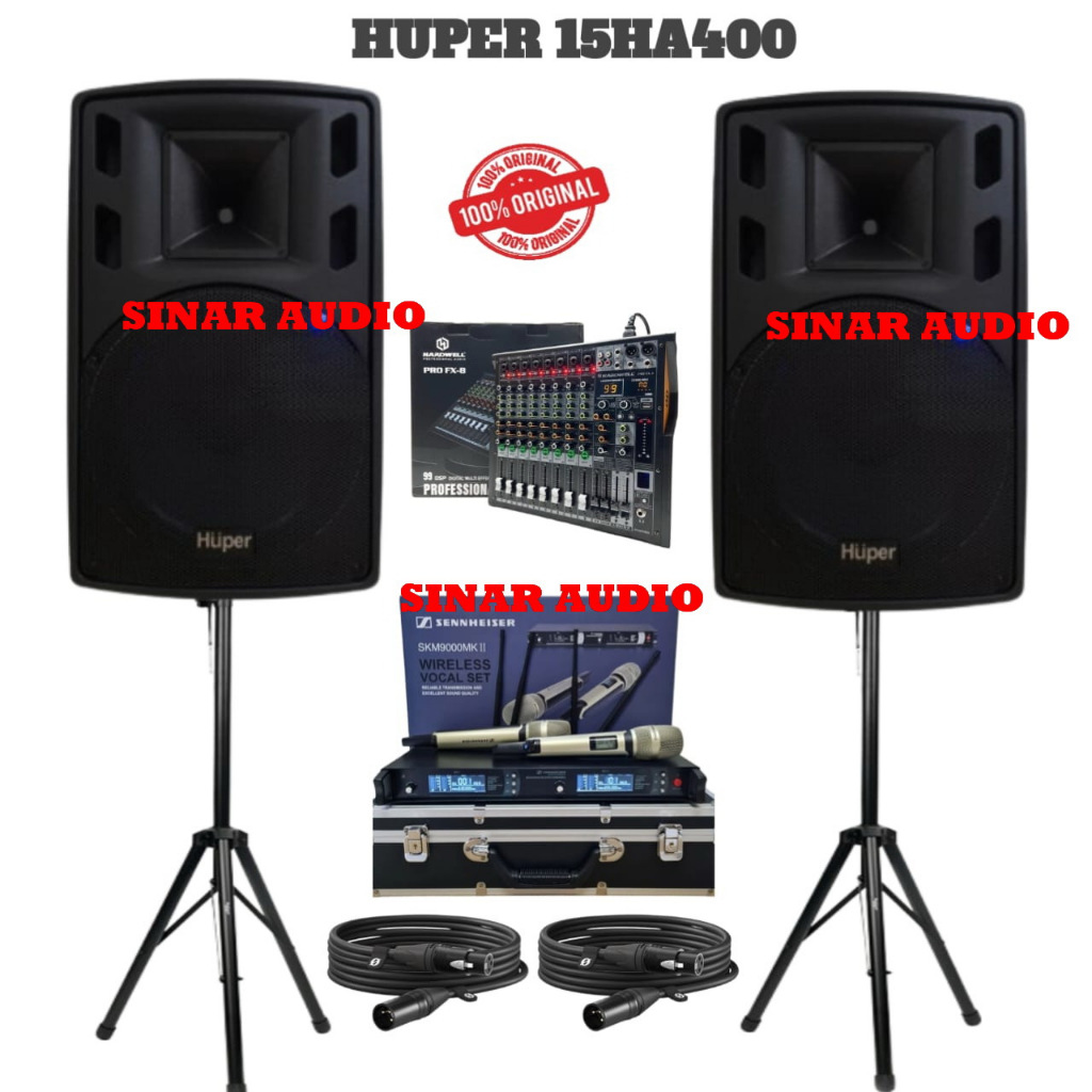 Paket Sound System  Speaker Aktif 15 Inch HUPER 15HA400 mixer hardwell original