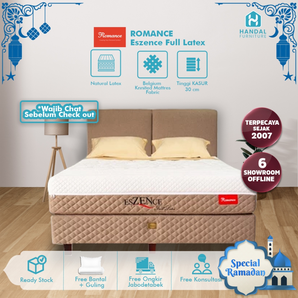 Kasur Romance Eszence Full Latex 100x200, 120x200, 160x200, 180x200, 200x200 Latex Anti Bakteri Ada 
