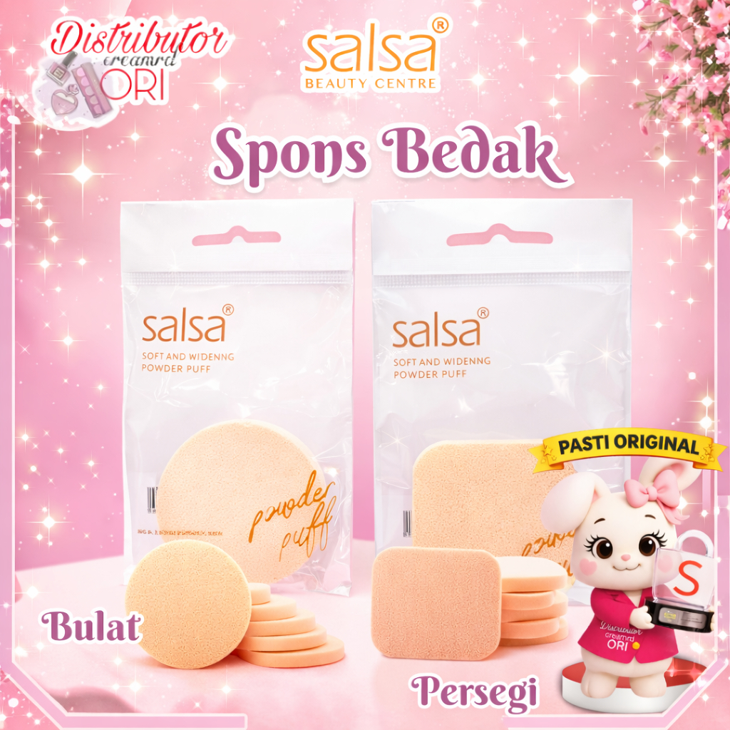 SALSA Sponge Bedak Bulat / Persegi | Soft And Hygenic Powder Puff | Spons Bedak