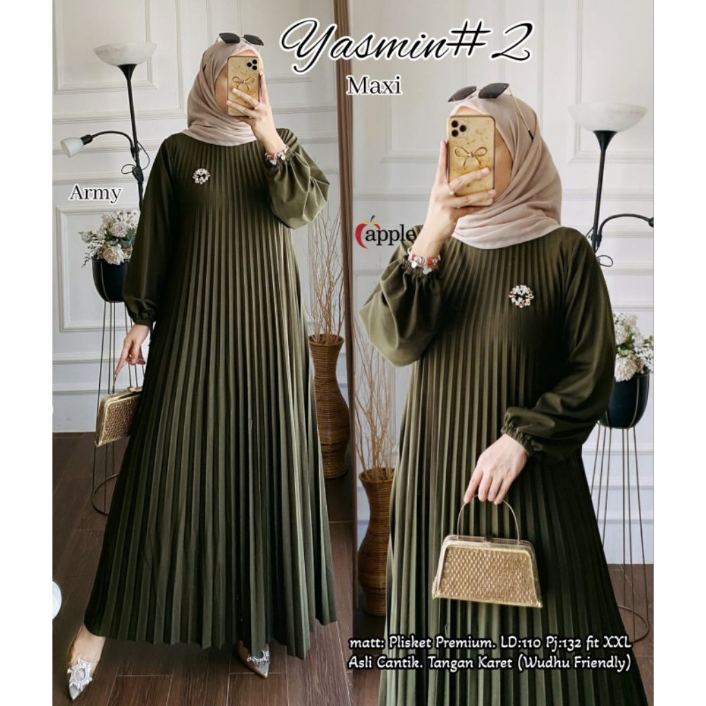 Gamis Plisket Premium Lengan Panjang/Gamis plisket jumbo