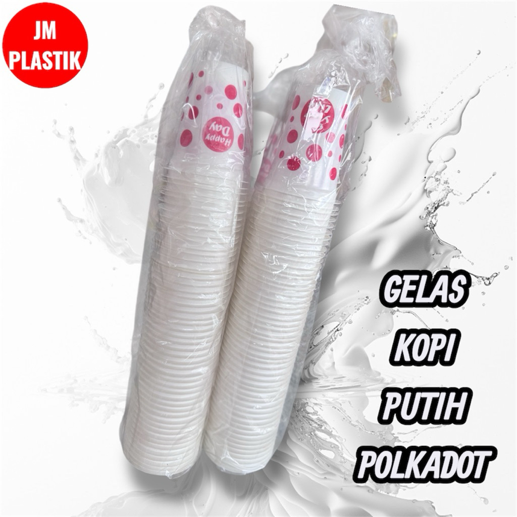 Gelas Plastik Kopi Polkadot -gelas plastik kopi