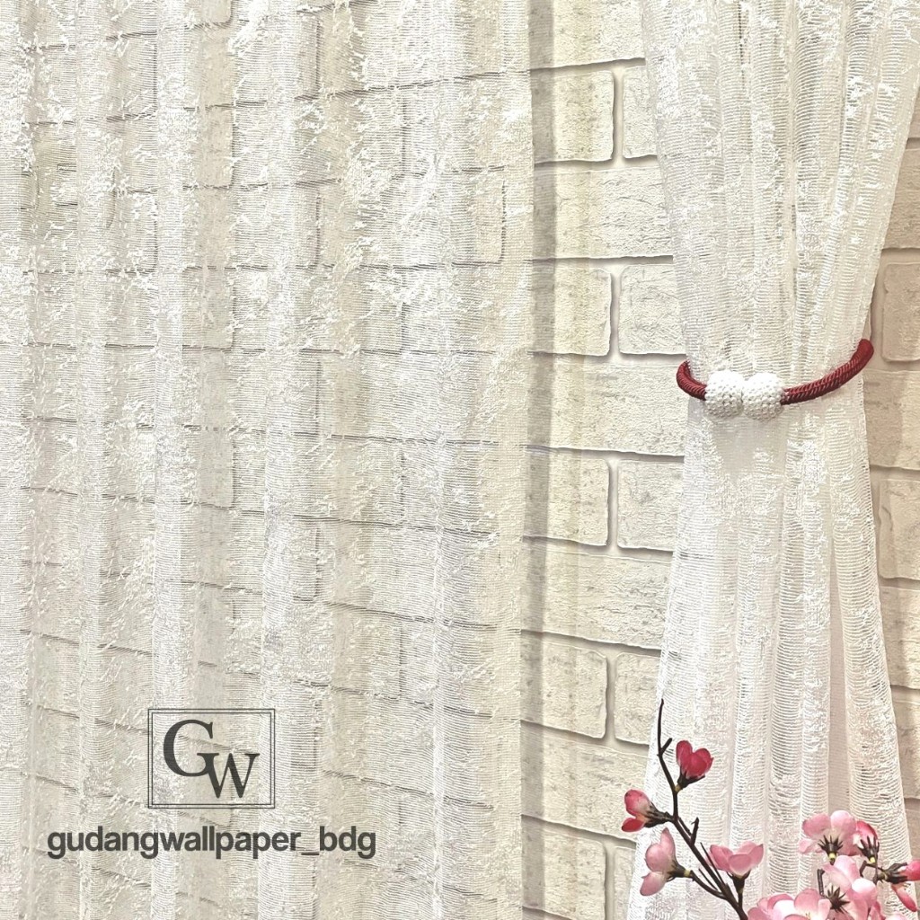 Vitrage Vitrase Gorden Premium Gisel Motif Abstrak Minimalis White