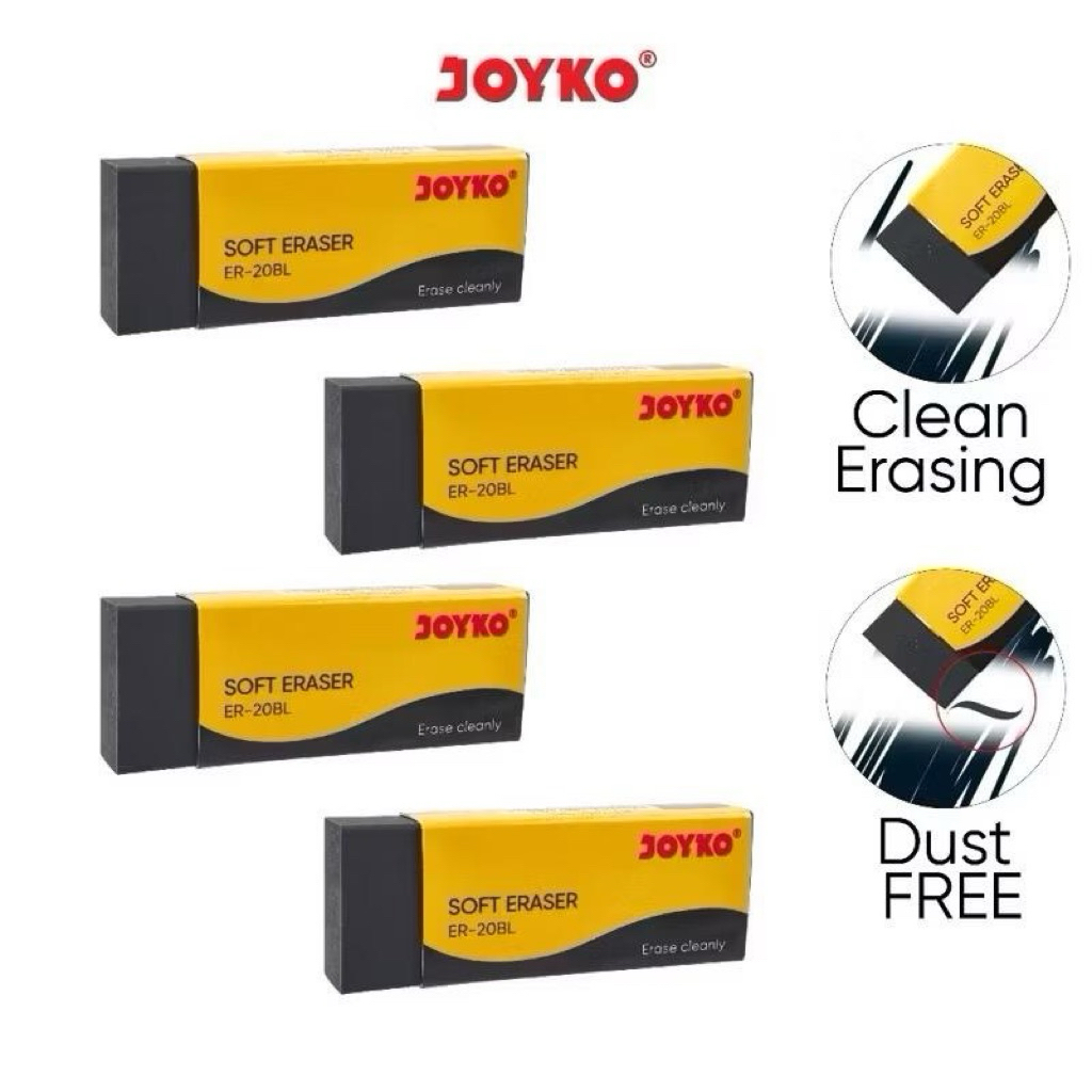 ( 1 PACK ) Penghapus Eraser Joyko Hitam Besar ER-20BL / Eraser Penghapus Joyko 1 PACK ISI 20 BIJI