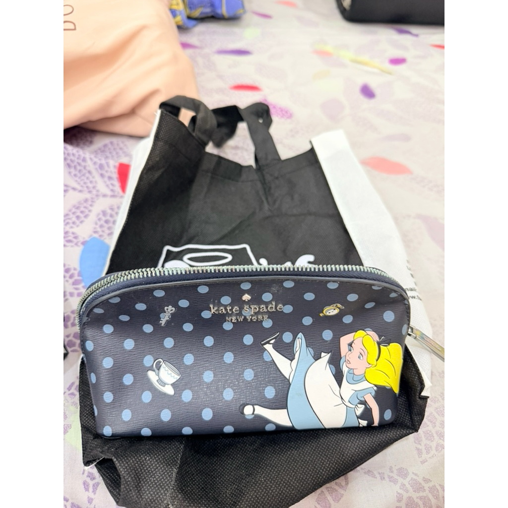 Alice in the Wonderland Kate Spade Make Up Case Auth PL Bag Organizer