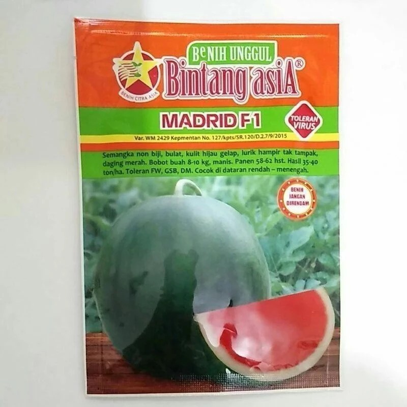 Bibit semangka non biji MADRID f1 /benih semangka Non biji kemasan 20 gr