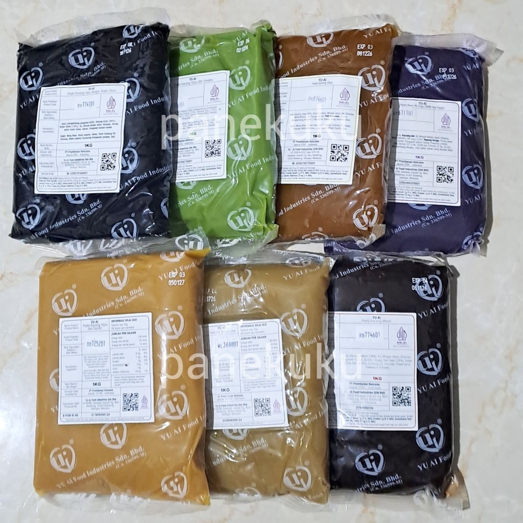 Yu Ai selai ANEKA RASA 1kg | Taro/ Ubi Ungu/ Yam Mung Bean/ TALAS/ Pandan/ Black sesame/ Tausa/ Wije