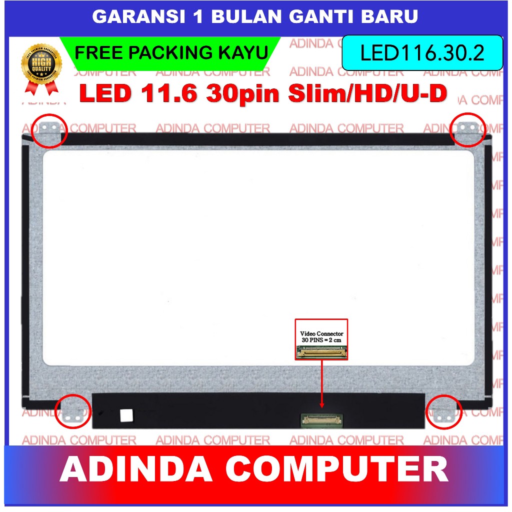 LCD LED 11.6 Inch 30 Pin Atas Bawah
