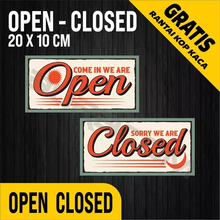 COD,OPEN CLOSED Akrilik siap Pakai/Acrylic Open Closed Design Retro / Custom-FreeDesign ( A 312 )