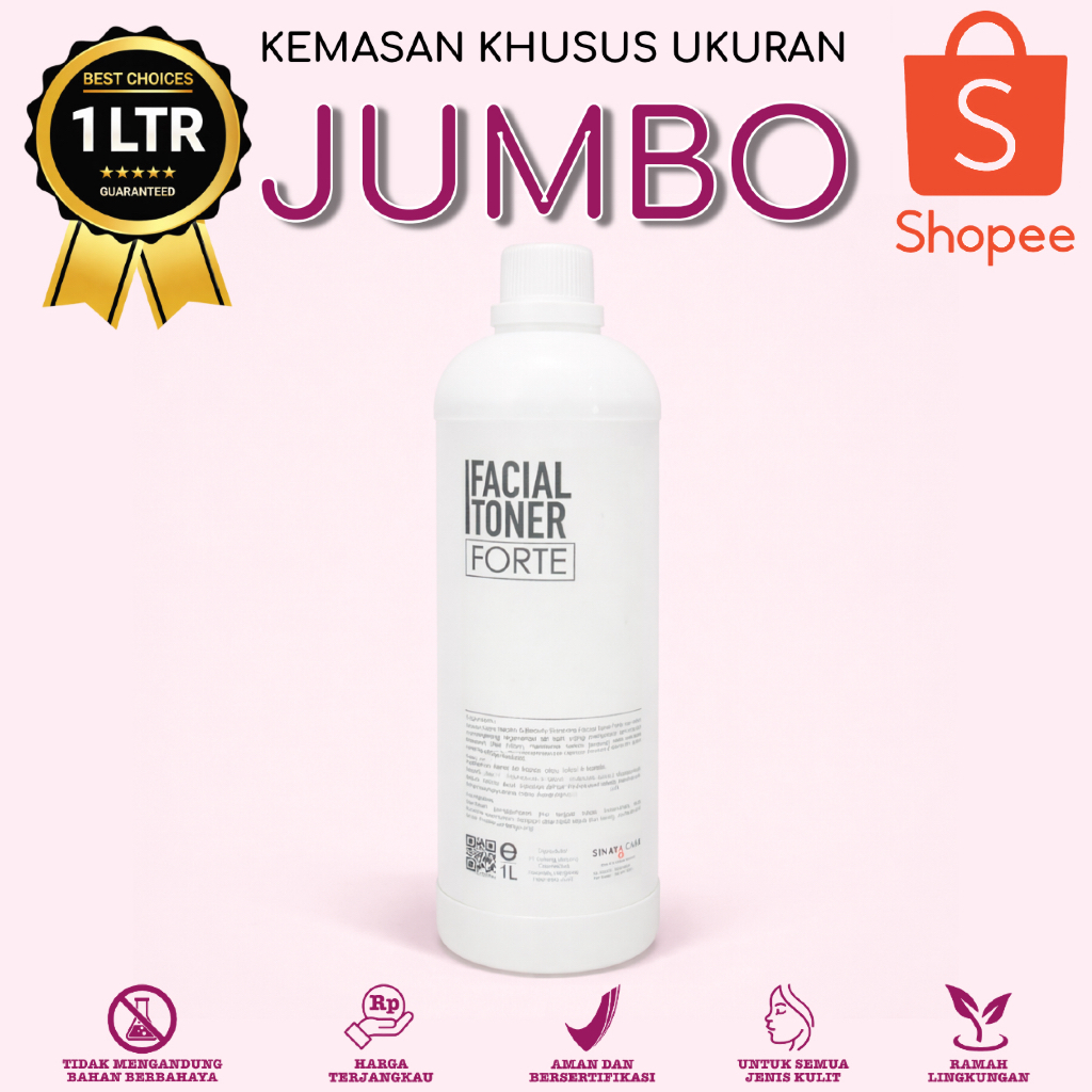 JUMBO 1 LITER | FACIAL TONER FORTE | Toner Bening Forte 1 liter | Whitening, Glowing, Exfoliator Sel