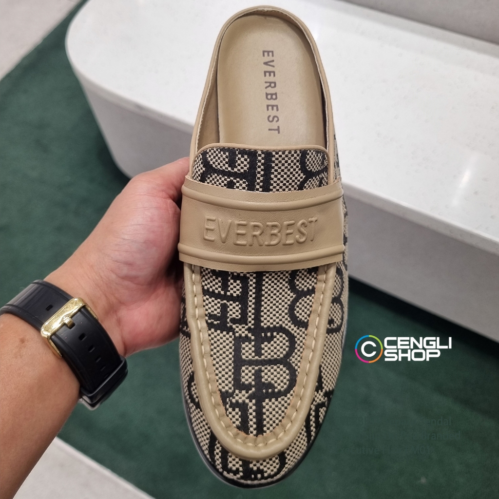 EVERBEST Sepatu Sendal Selop Slip On Pria Branded Executive Flair EM01