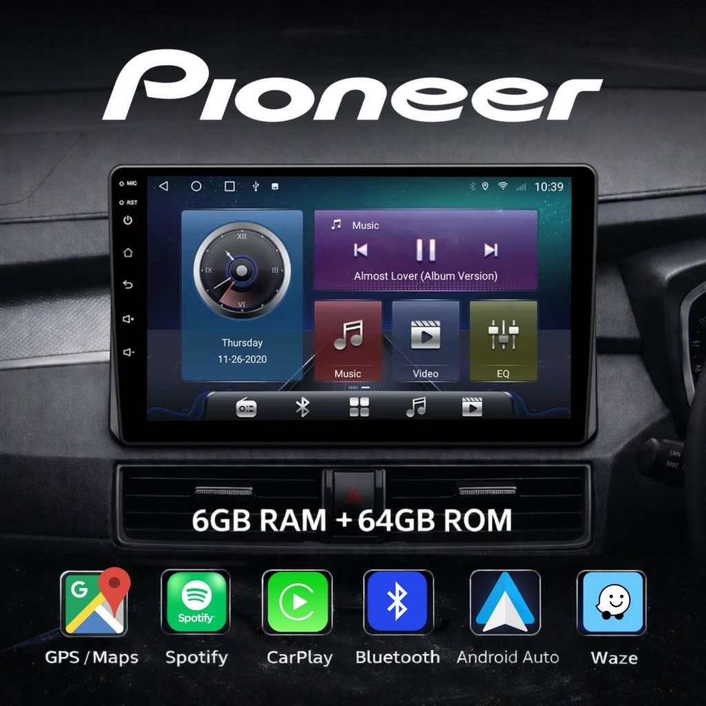 Pioneer 6GB+64GB Android Car Player 9/10 inch MP5 Support Carplay, Android Auto +Free Reverse Camera