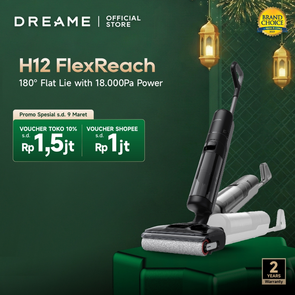 Dreame H12 FlexReach Wet Dry Vacuum | 18,000Pa Suction, 90°C Self-Clean, Hair Detangle Tech, Edge-To