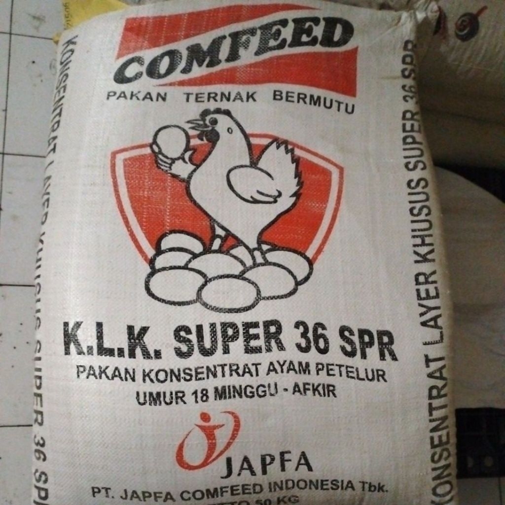 Comfeed KLK Super 36 SPR JAPFA Konsentrat Pakan Ayam Petelur Original 50 KG