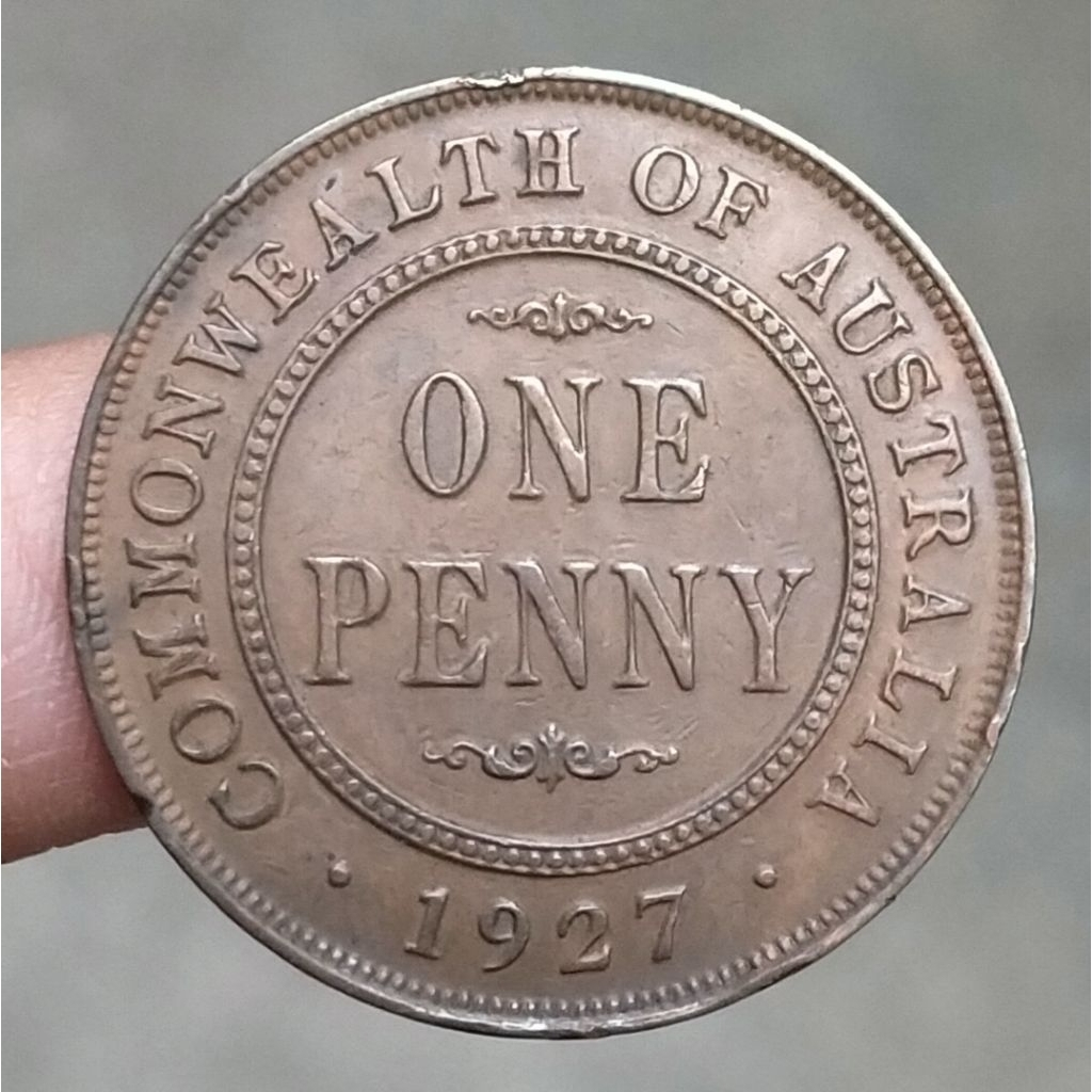 Koin Kuno Australia 1 Penny 1927 King GEORGE V