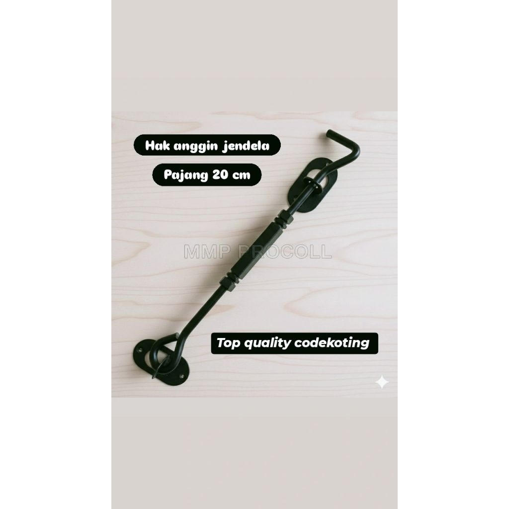 Hak angin jendela ( centelan jendela) warna hitam polos mewah. panjang (20cm)