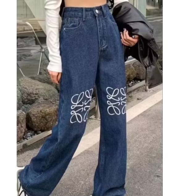 CELANA KULOT JEANS HW BORDIR LOW IMPORT PREMIUM