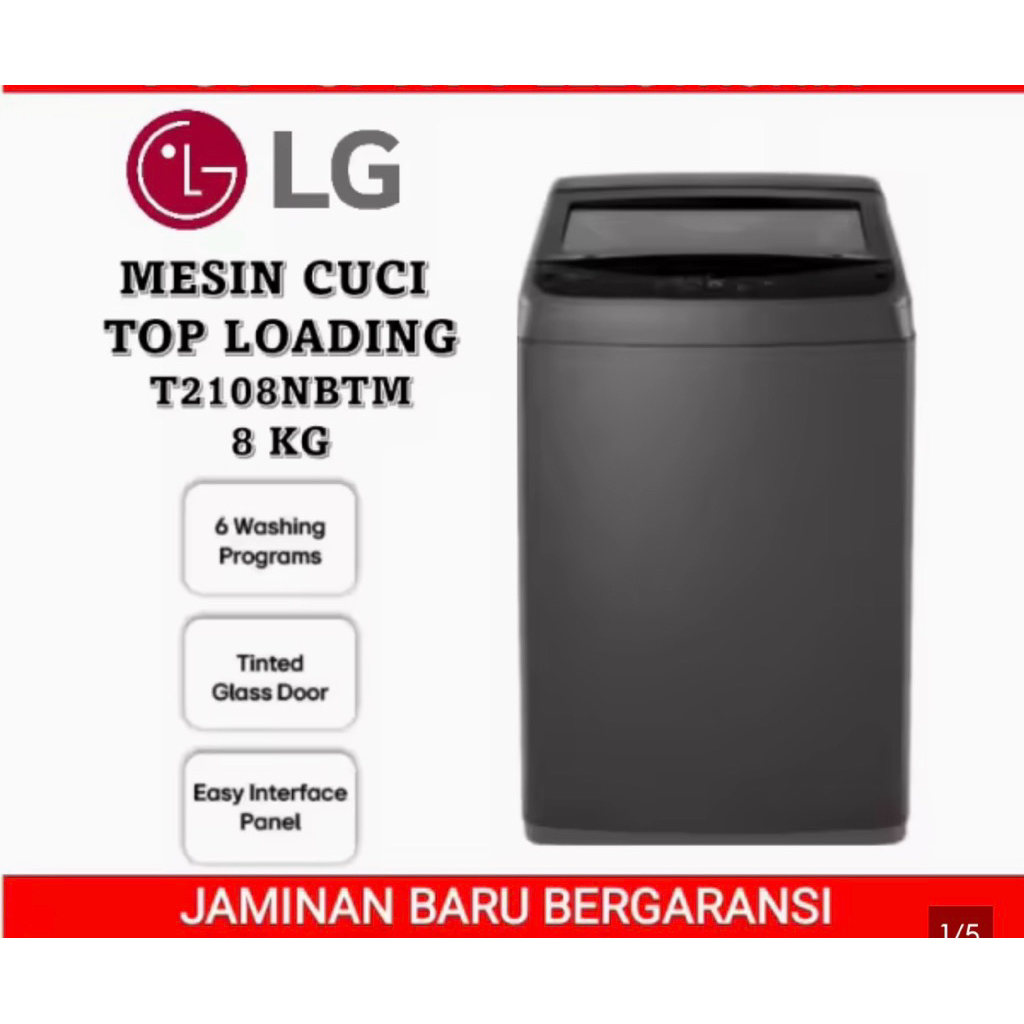 PROMO MESIN CUCI LG TOP LOADING 8KG/MESIN CUCI LG T2108NBTM 8KG NEW SERIES