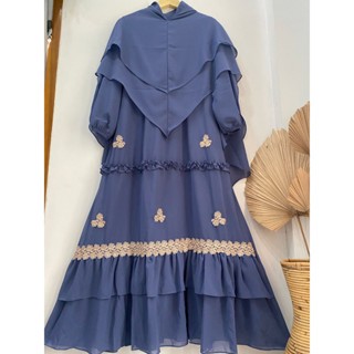 Gamis Syari Ceruty Variasi Renda Cantik Bagian Bawah Rempel Kode SB