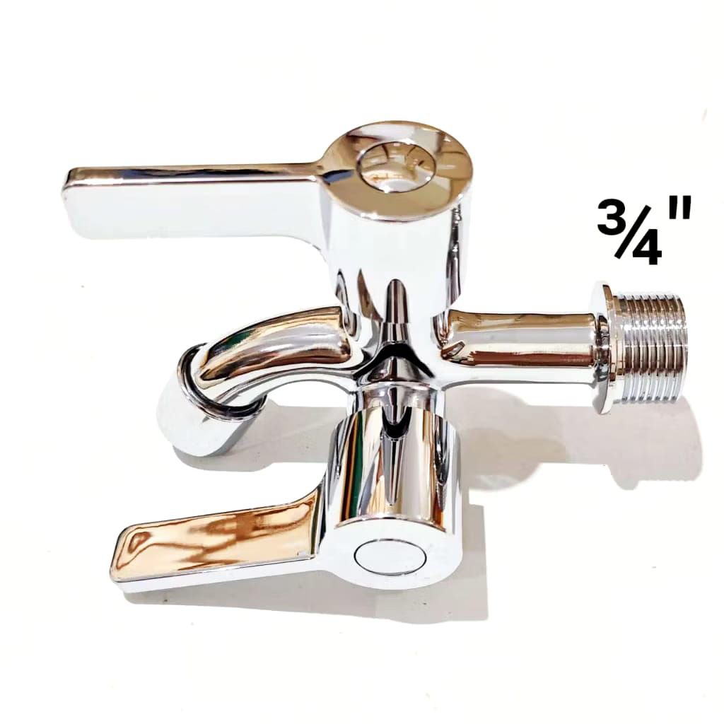 Kran Cabang DRAT 3/4 inch kran air double drat 3/4" kran cabang shower kran kamar mandi chrome hitam