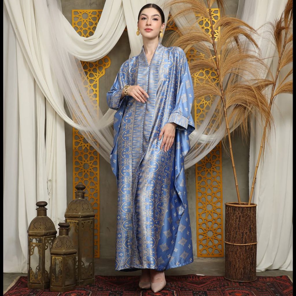 Kaftan Biru | Kaftan Blue | Kaftan Modern | Kaftan Jumbo | Long Kaftan | Dress Biru | Dress Blue | L