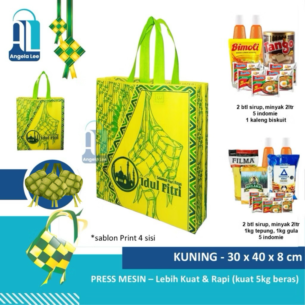 Goodie bag tas spunbond Lebaran JUMBO30x40x8 25x35 38x45 Idul Fitri cm tas kain kantong belanja tas 