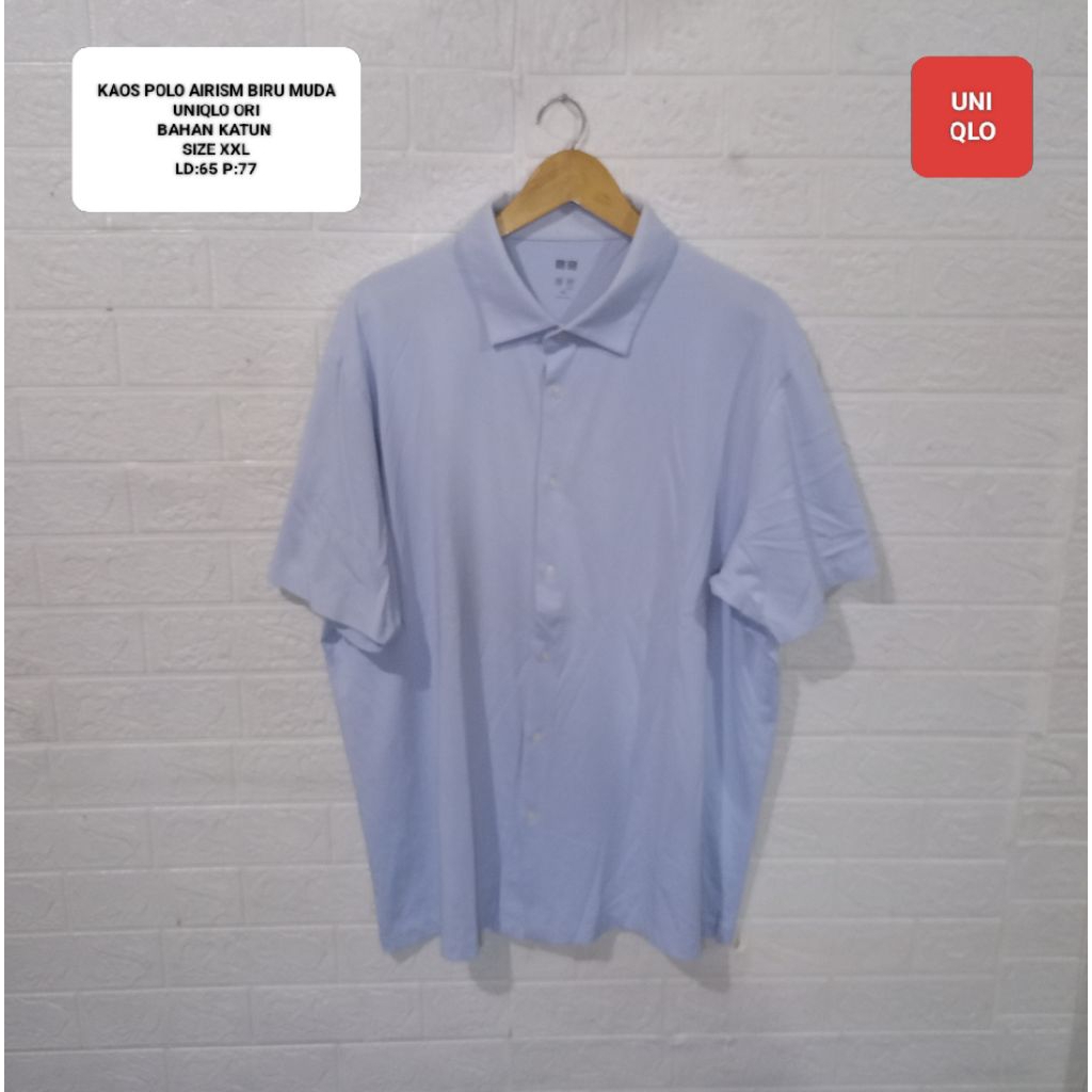 KAOS PENDEK POLO AIRISM BIRU UNIQLO OR1 SIZE XXL