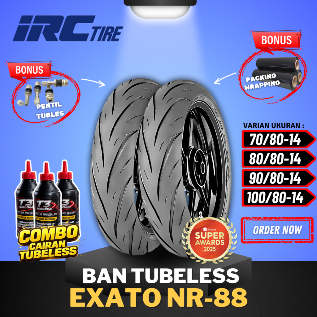 [READY COD] BAN IRC EXATO NR88 TUBELESS ( 80/80-14 / 90/80-14 / 100/80-14 ) IRC RING 14 BAN MOTOR MA