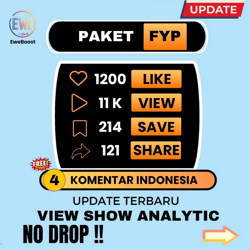 Tiktok Like Paket lengkap fyp like view save share komentar indo